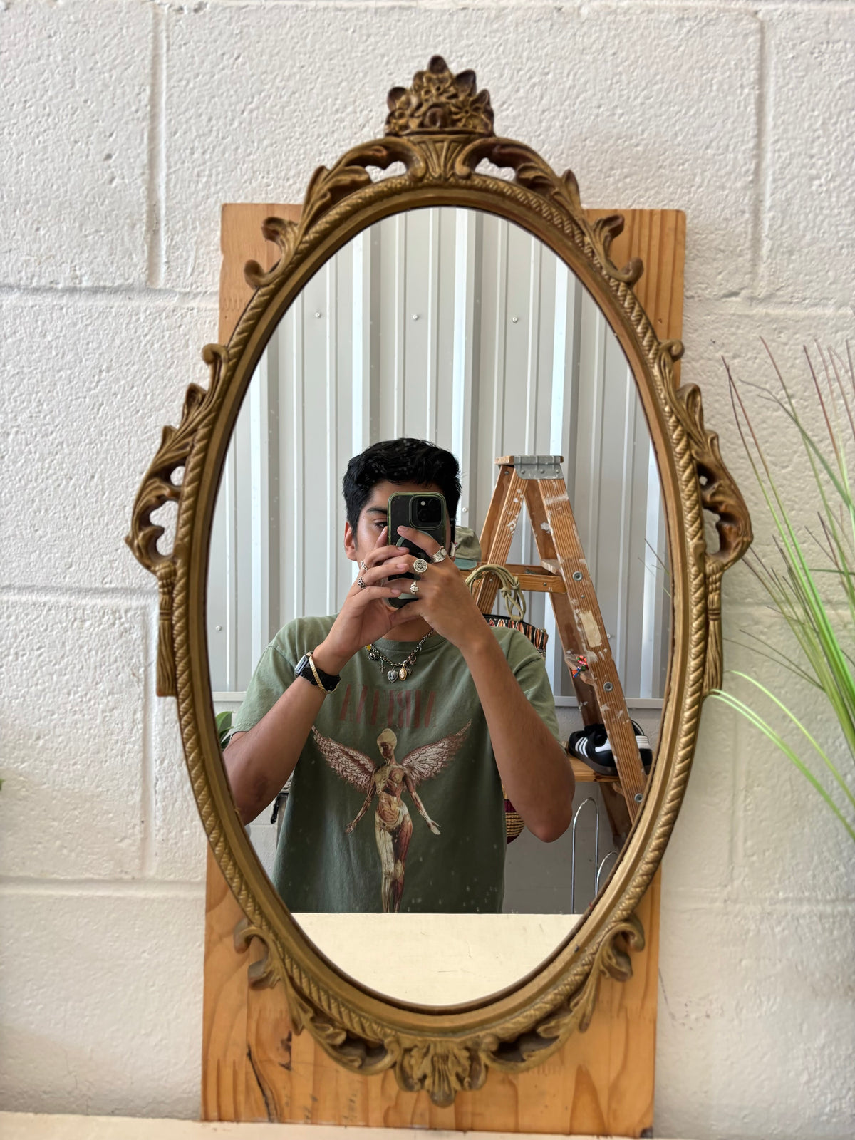 Vtg Gold Tone Ornate Mirror (Local Pickup Only)