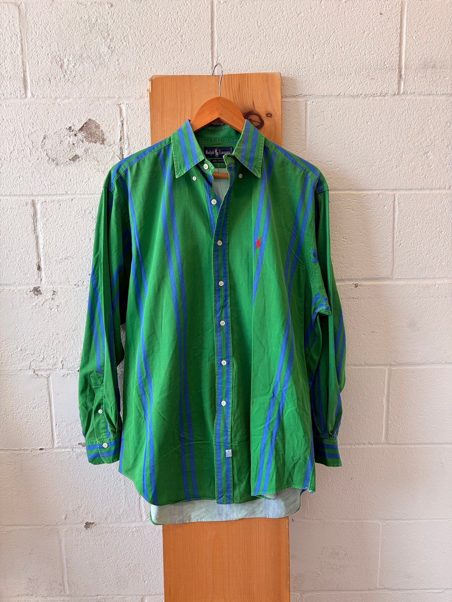 Green & Blue Striped Ralph Lauren Button Down : L