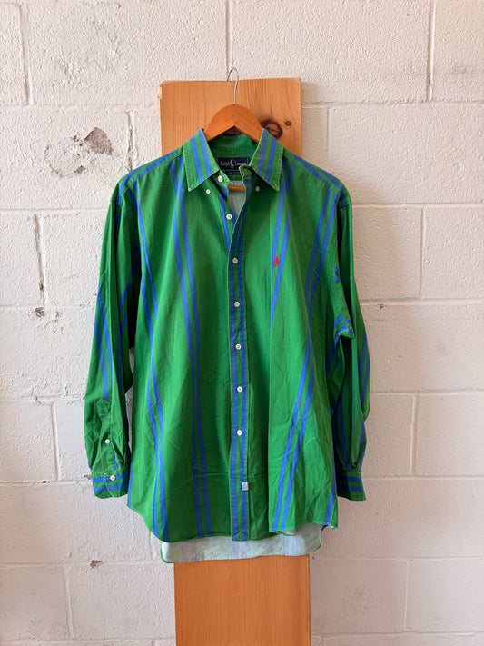 Green & Blue Striped Ralph Lauren Button Down : L