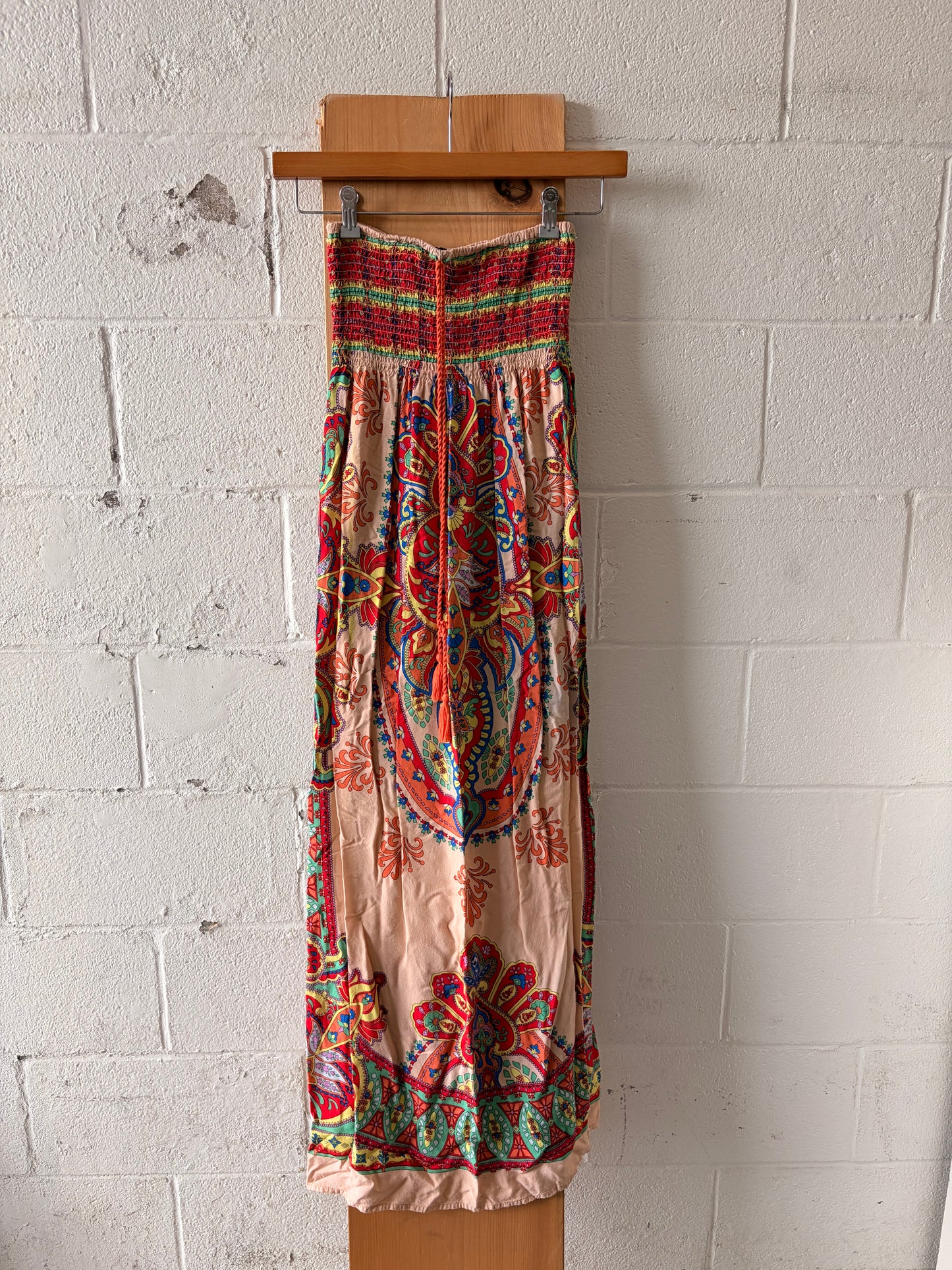Colorful Boho Strapless Dress : S