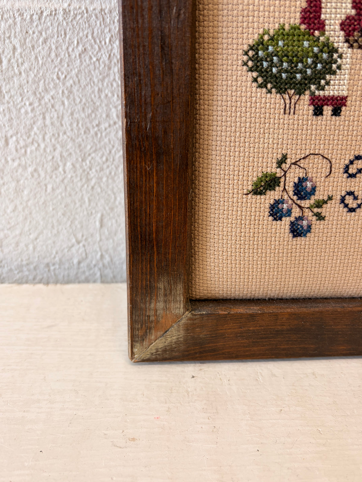 Wooden Framed “Blueberry Homecoming” Cross Stitch (Local Pick Up Only)