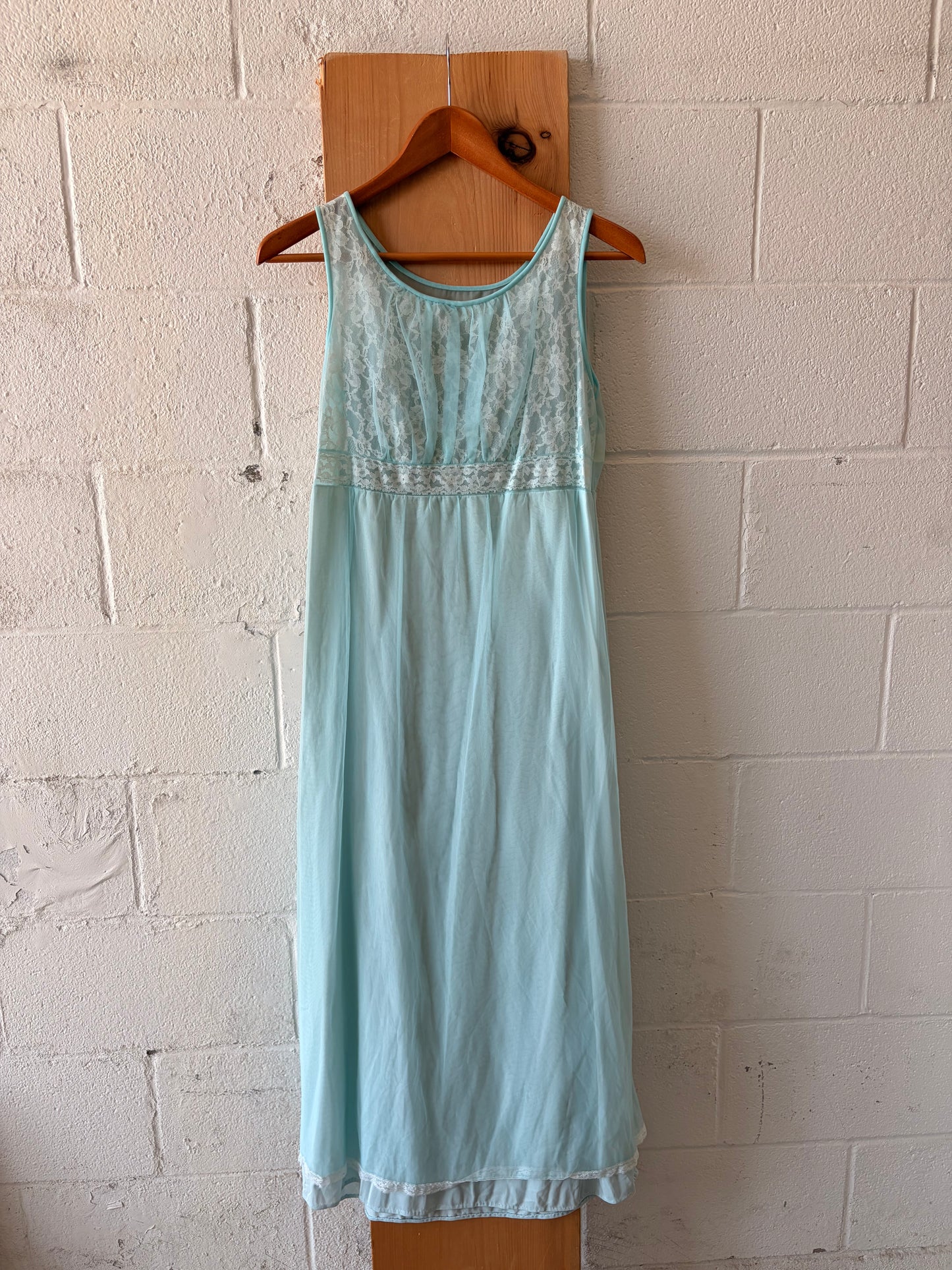 Vtg Blue & White Lace Peignoir Set : M