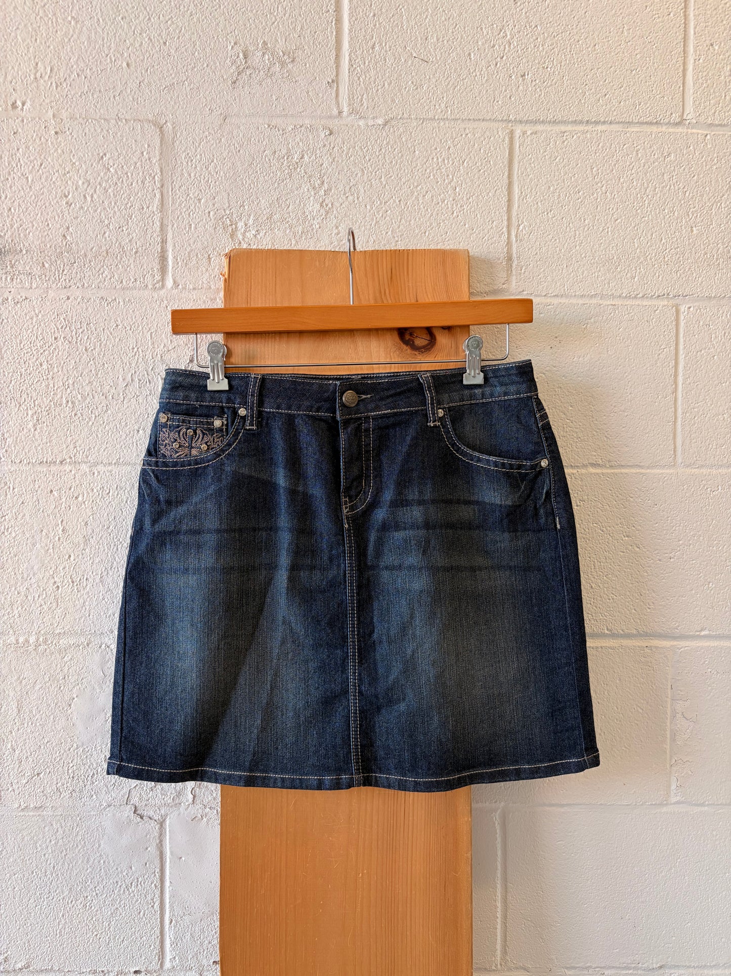 Y2K Embellished Dark Wash Mini Skirt : 12P