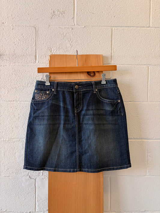 Y2K Embellished Dark Wash Mini Skirt : 12P