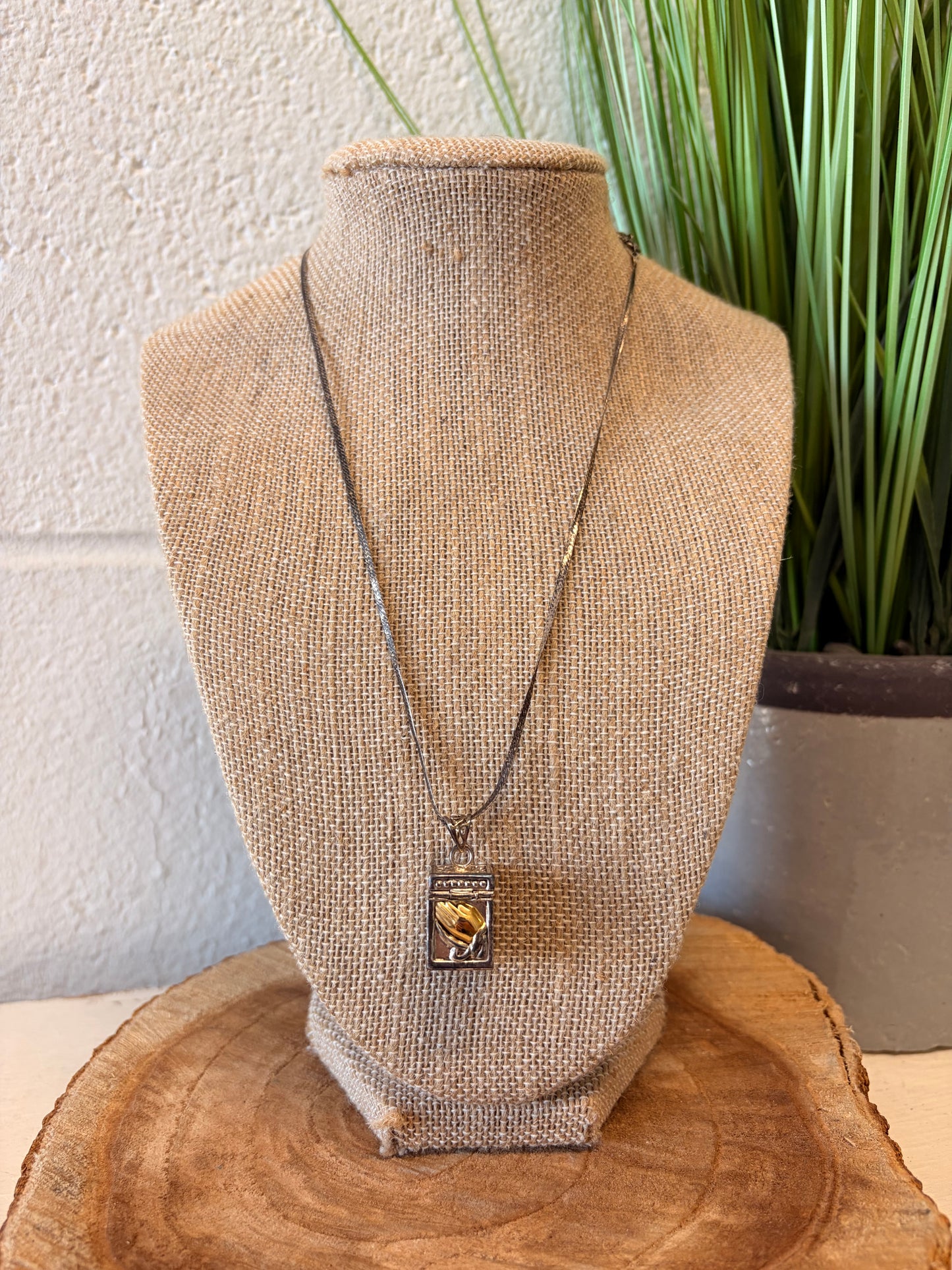 Vtg 925 Silver Wish Prayer Box Necklace