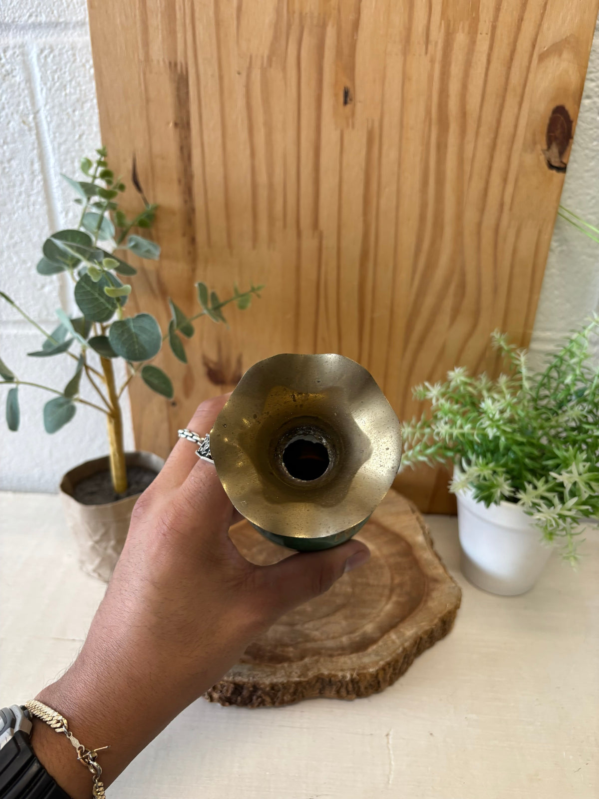 Vtg Brass Vase : 8” (Local Pickup Only)