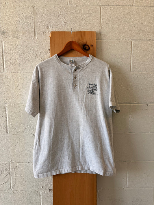 Vtg Single Stitch Yaworski's Deer Henley Tee : XL