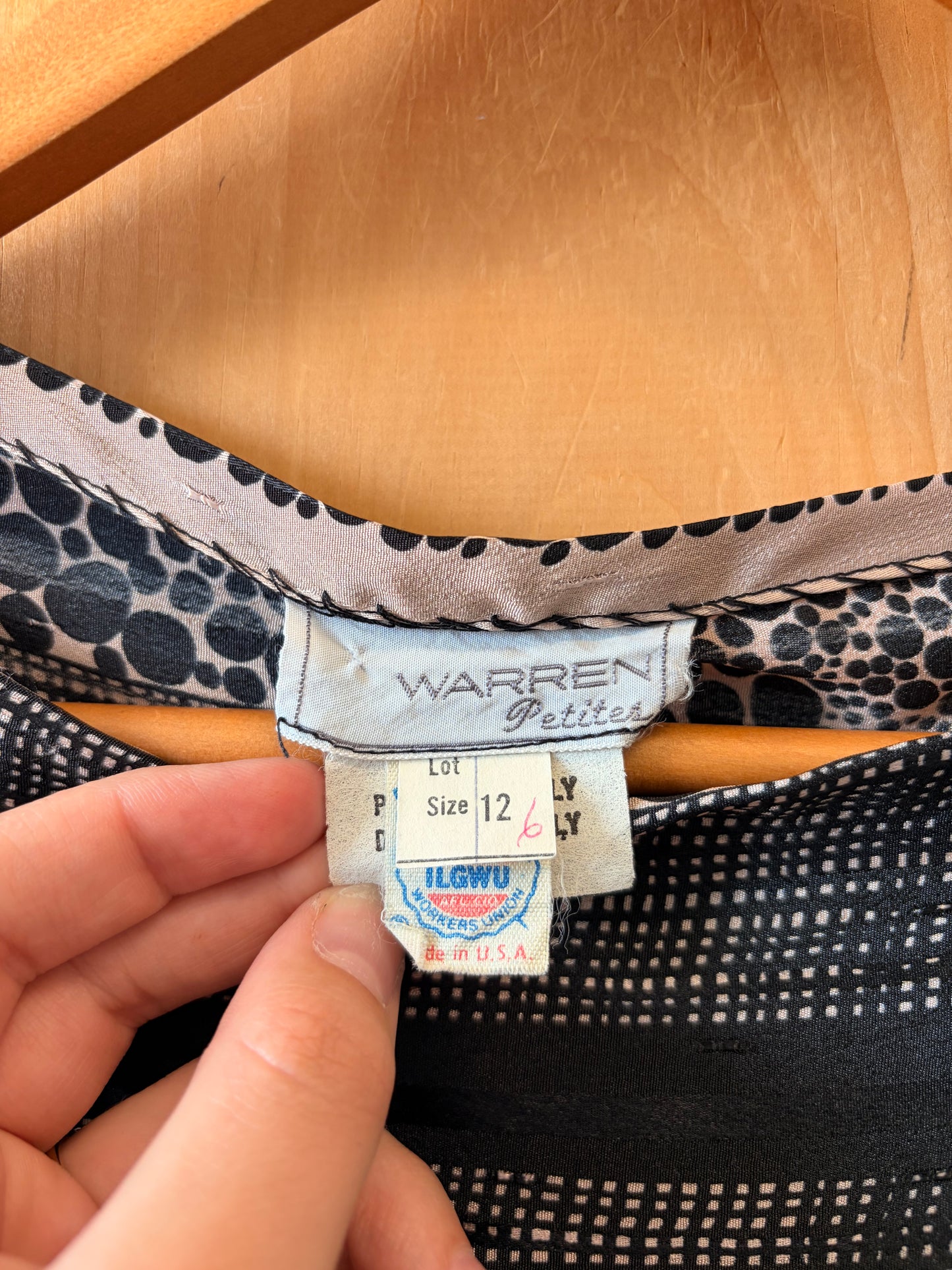 Vtg Patterned Side Tie Blouse : 12