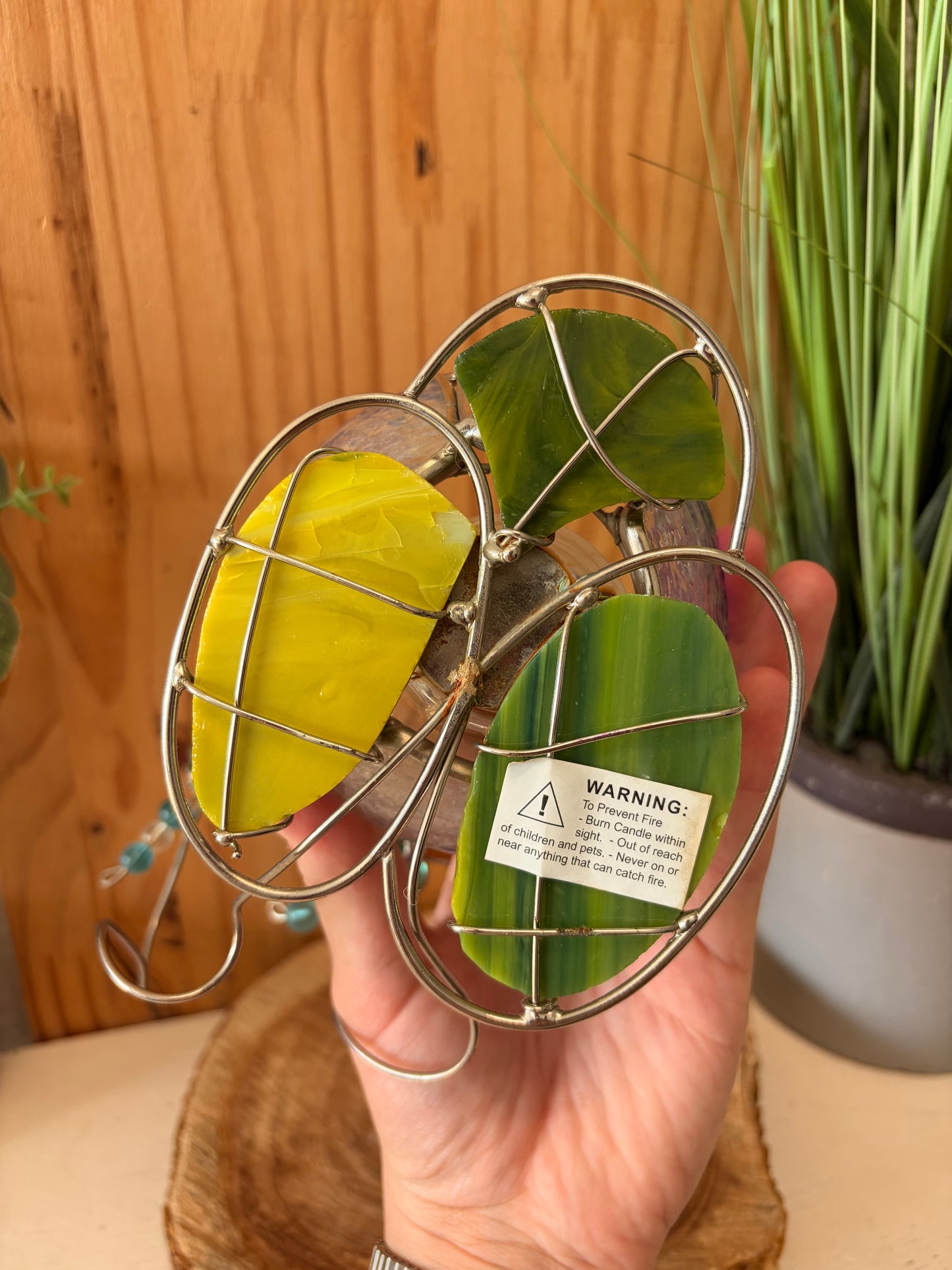 Glass Lotus & Dragonfly Votive Candle Holder (Local Pick Up Only - As Is)