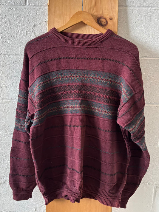 Vtg Burgundy Textured Sweater : L