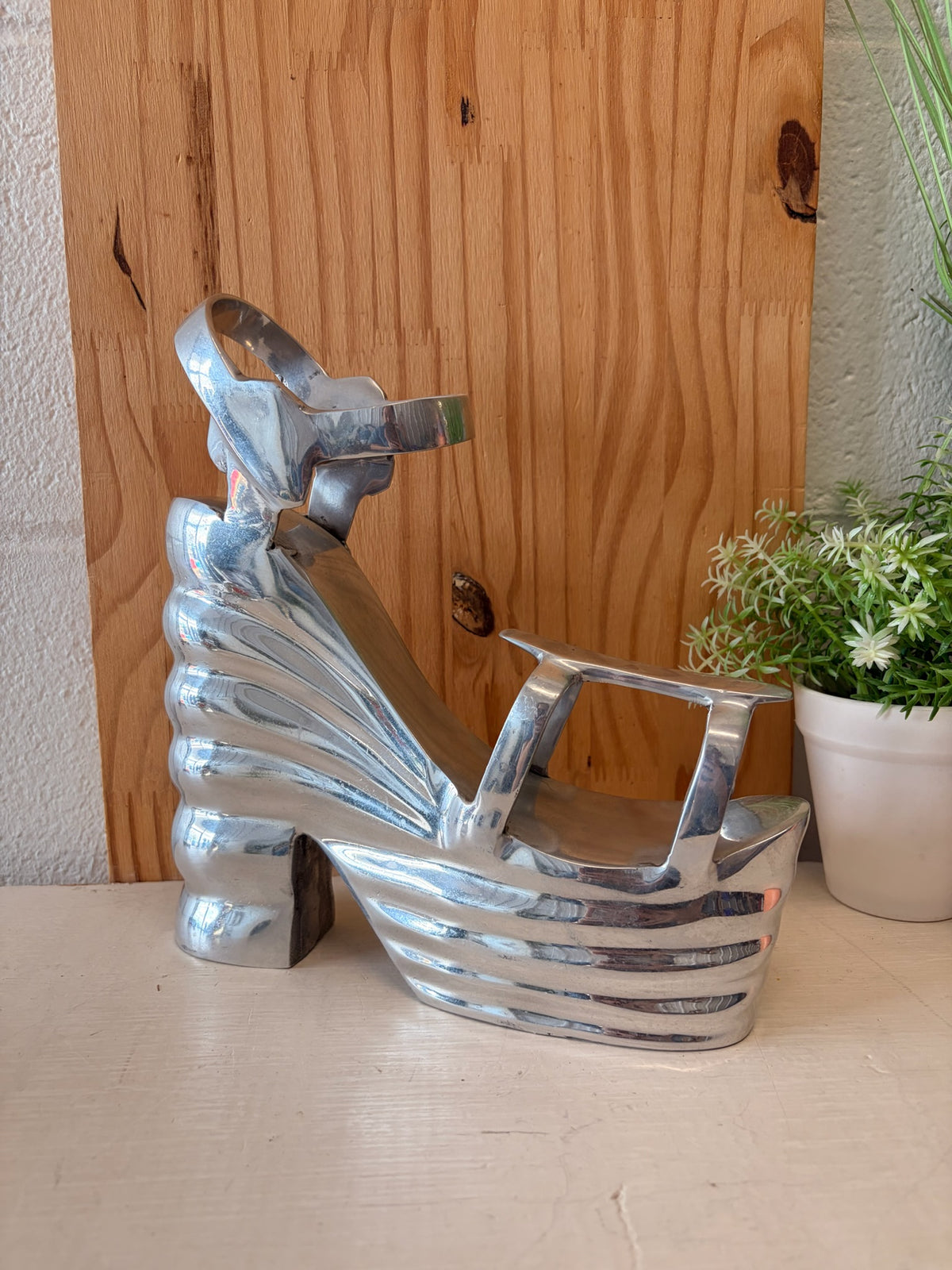 Metal Platform Sandal Sculpture / One Bookend (Local Pick Up Only)