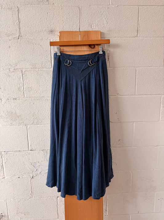 Vtg Navy Ornate Waist Skirt : 12