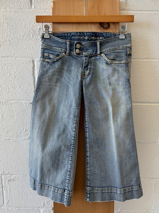 Y2K Lowrise Denim Wide Leg Capris : 5