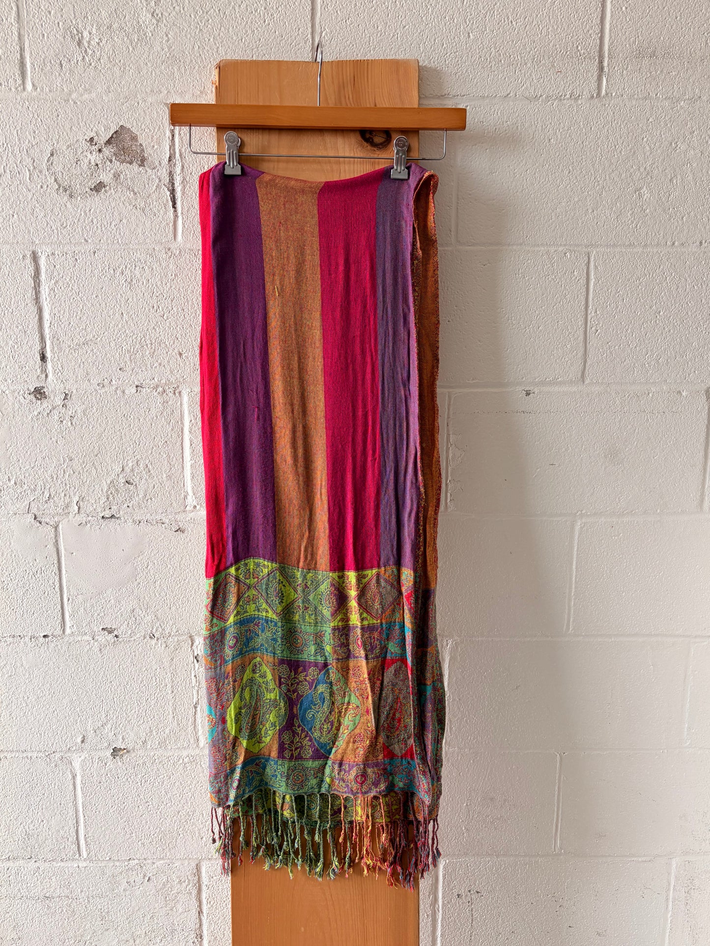 Bright Boho Striped Paisley Scarf / Wrap
