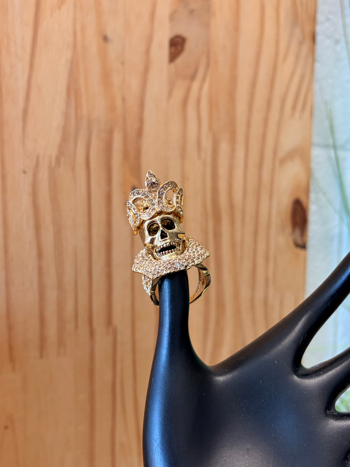 Crowned Skull Statement Ring: Size 8.5
