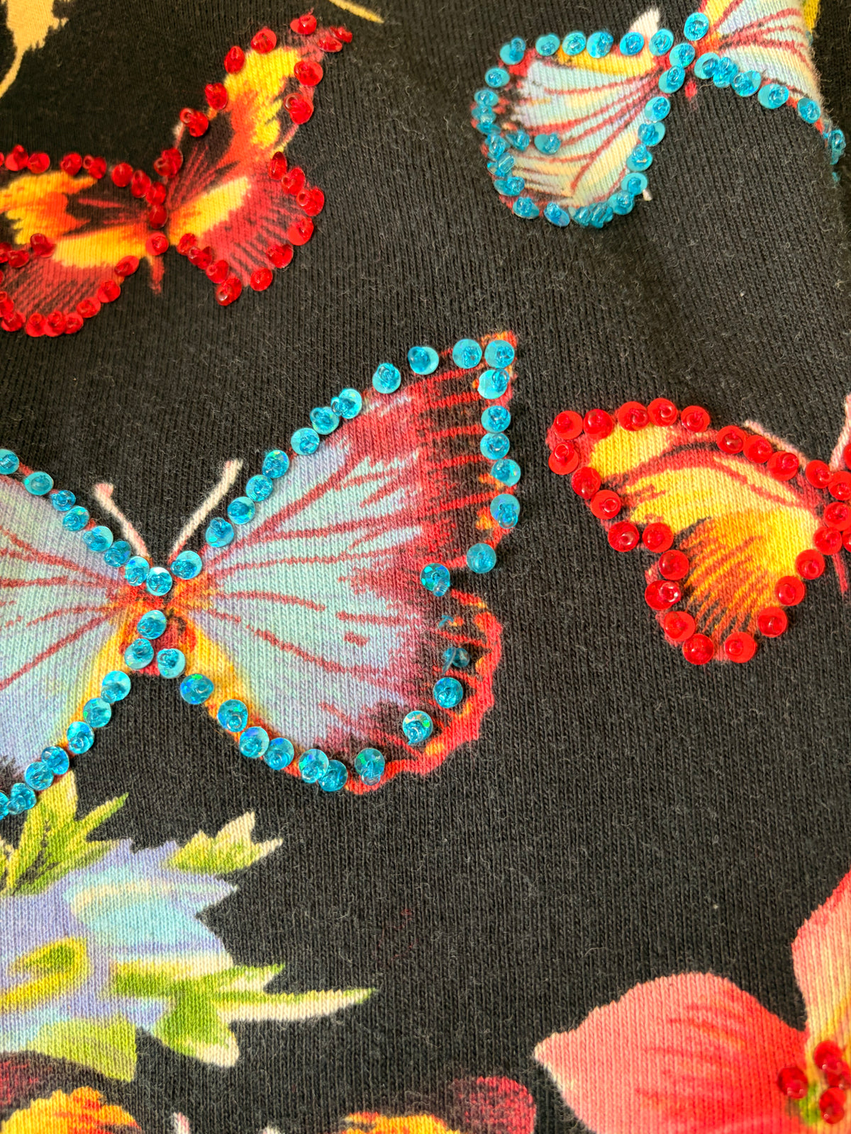 Vtg Funky Embellished Butterfly Top : XXL