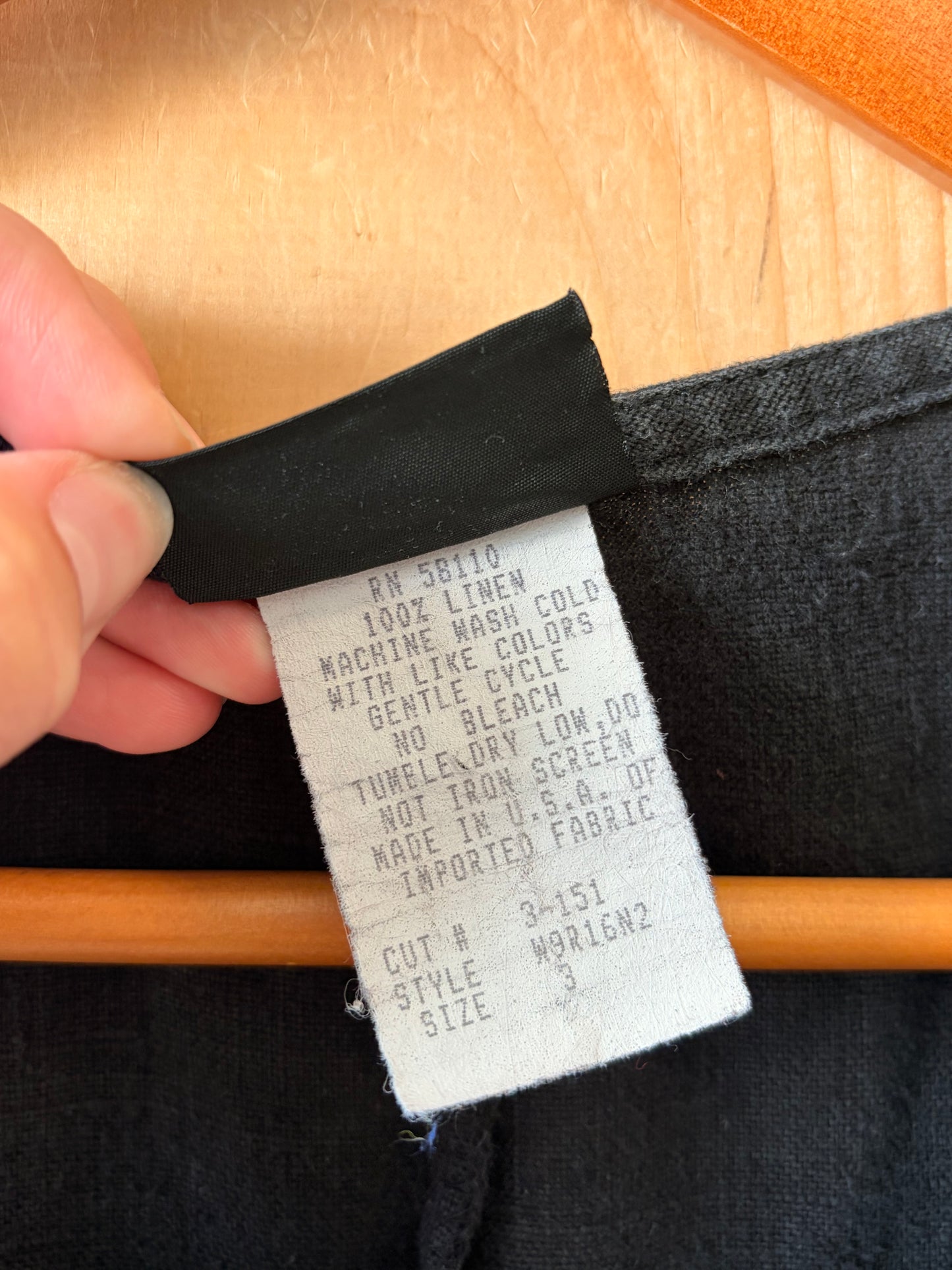 Vtg Black Linen Maxi Dress : 3
