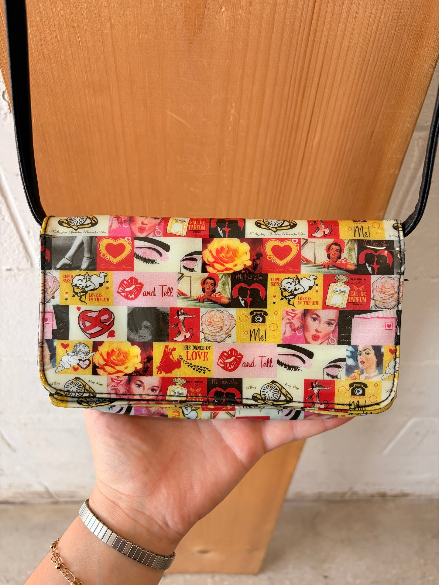 Relic Collage Printed Crossbody Wallet / Purse
