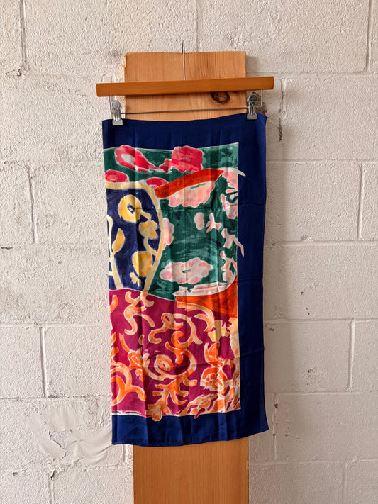 Abstract Patterned Silk Scarf