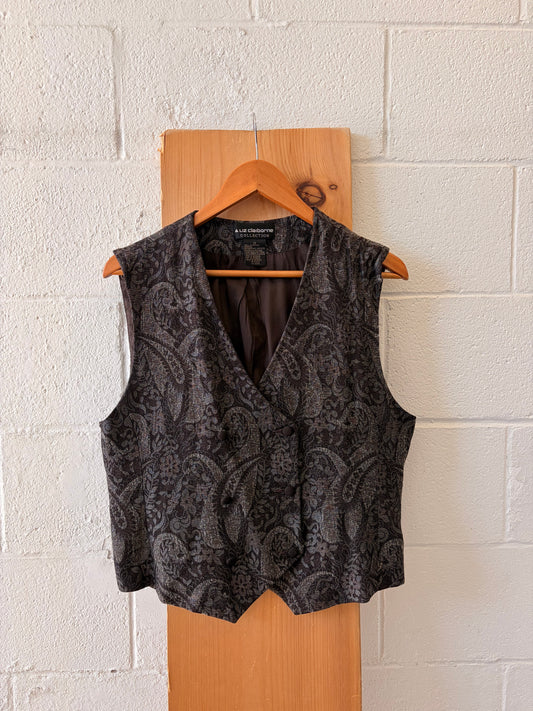 Vtg Neutral Paisley Double-Breasted Vest : 14