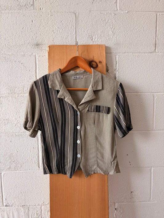 Vtg Multi Patterned Button Down Top : M