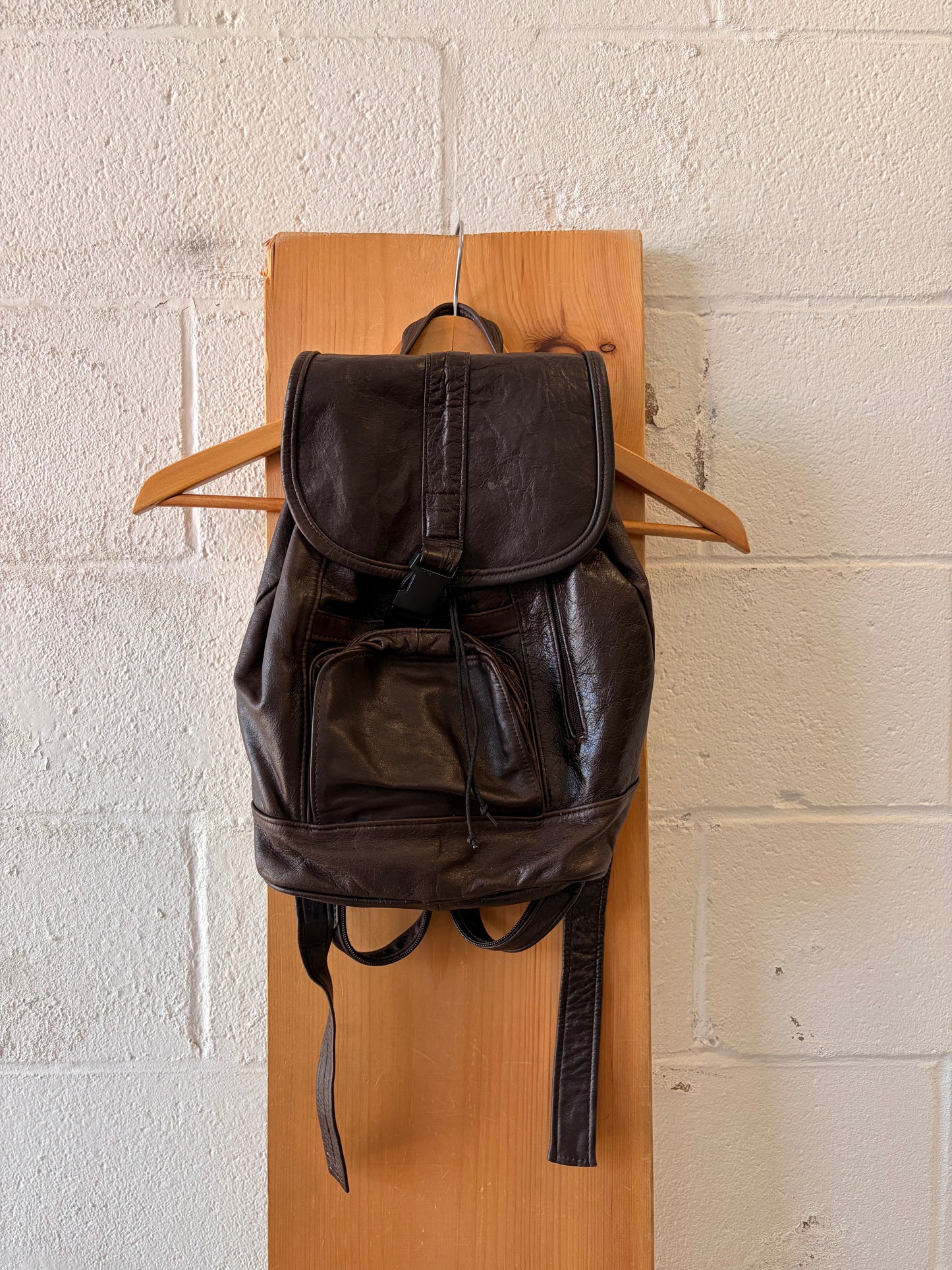 Dark Brown Drawstring Backpack / Crossbody Bag