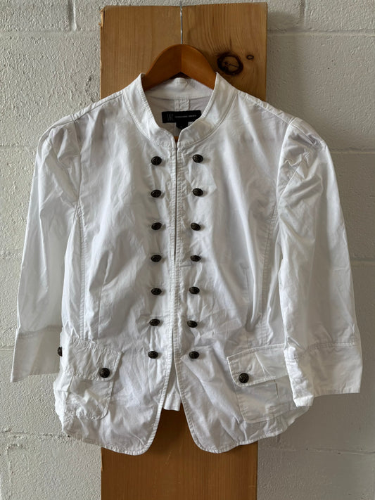 Y2K White Military Style Jacket : L