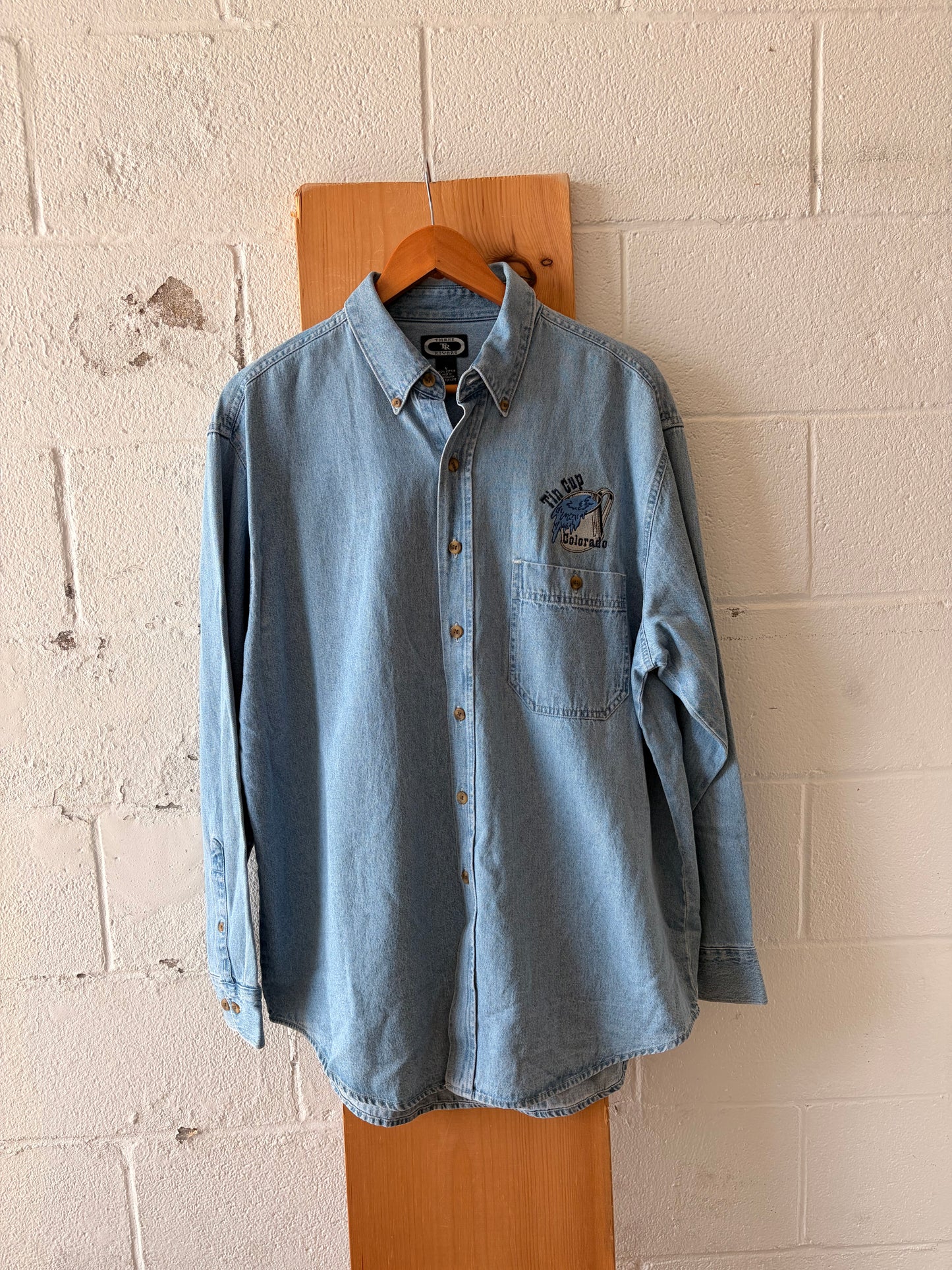 Colorado Tin Cup Denim Button Up : L
