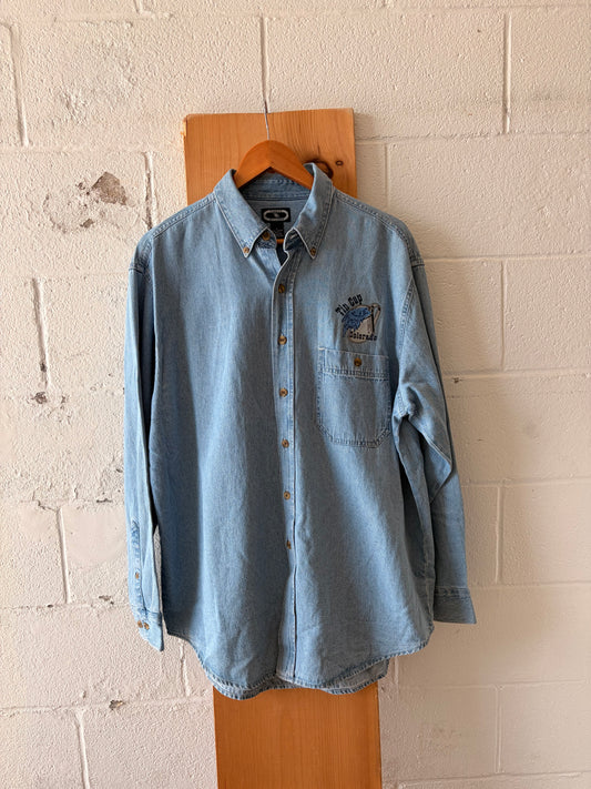 Colorado Tin Cup Denim Button Up : L