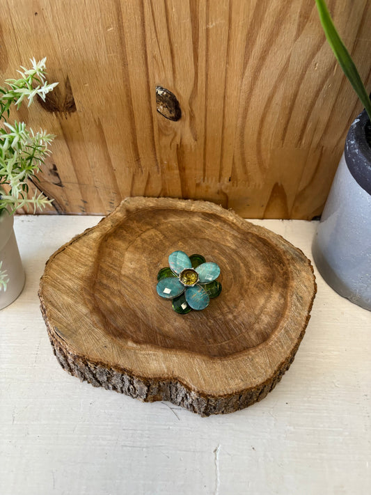 Turquoise & Green Flower Brooch