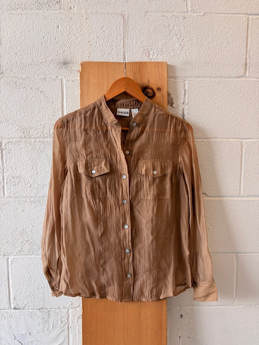 Sheer Brown Button Down : S/M