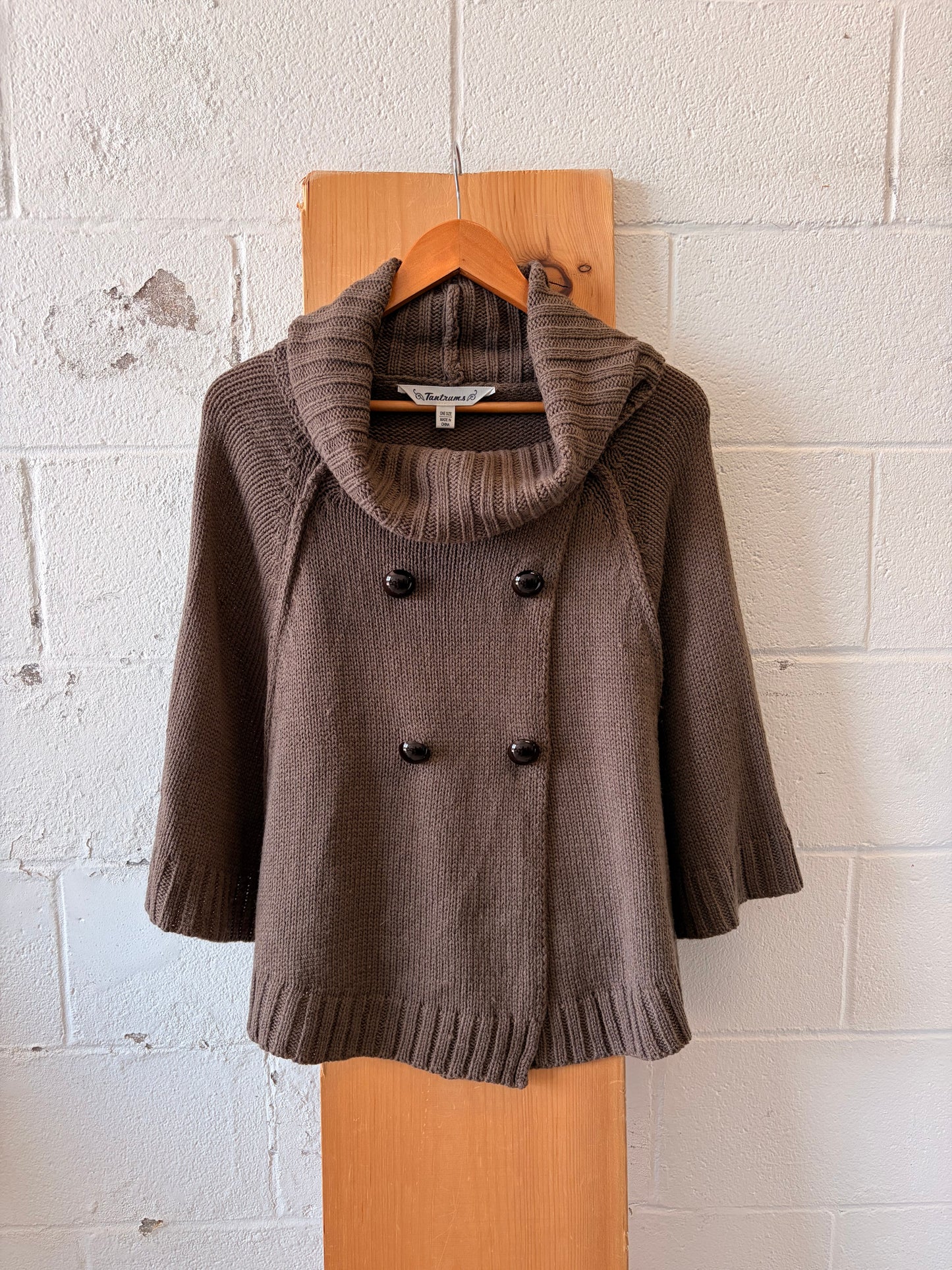 Brown Knit Poncho : OS