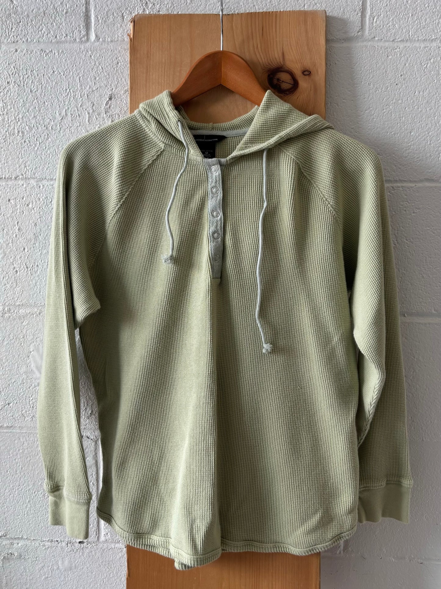 Light Green Waffle Knit Hoodie : M