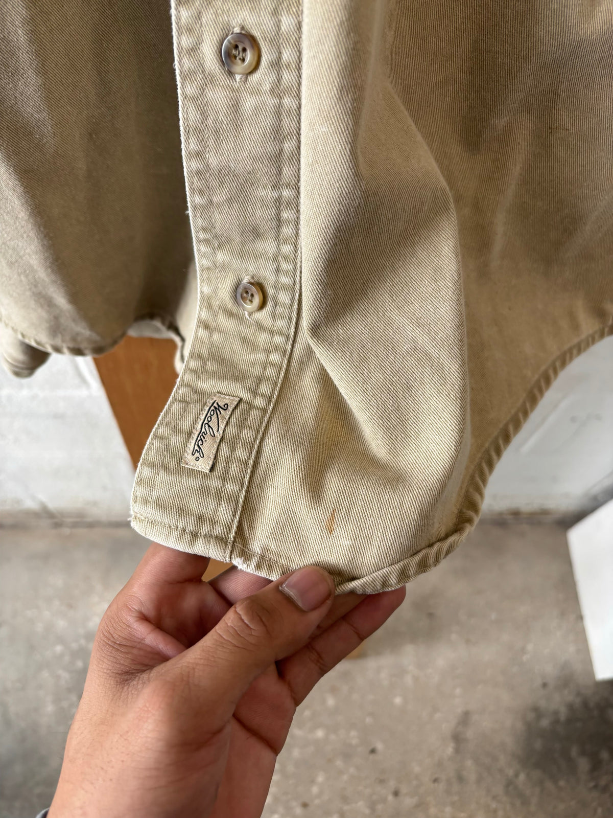 Vtg Woolrich Canvas Button Up W/Elbow Patches : L