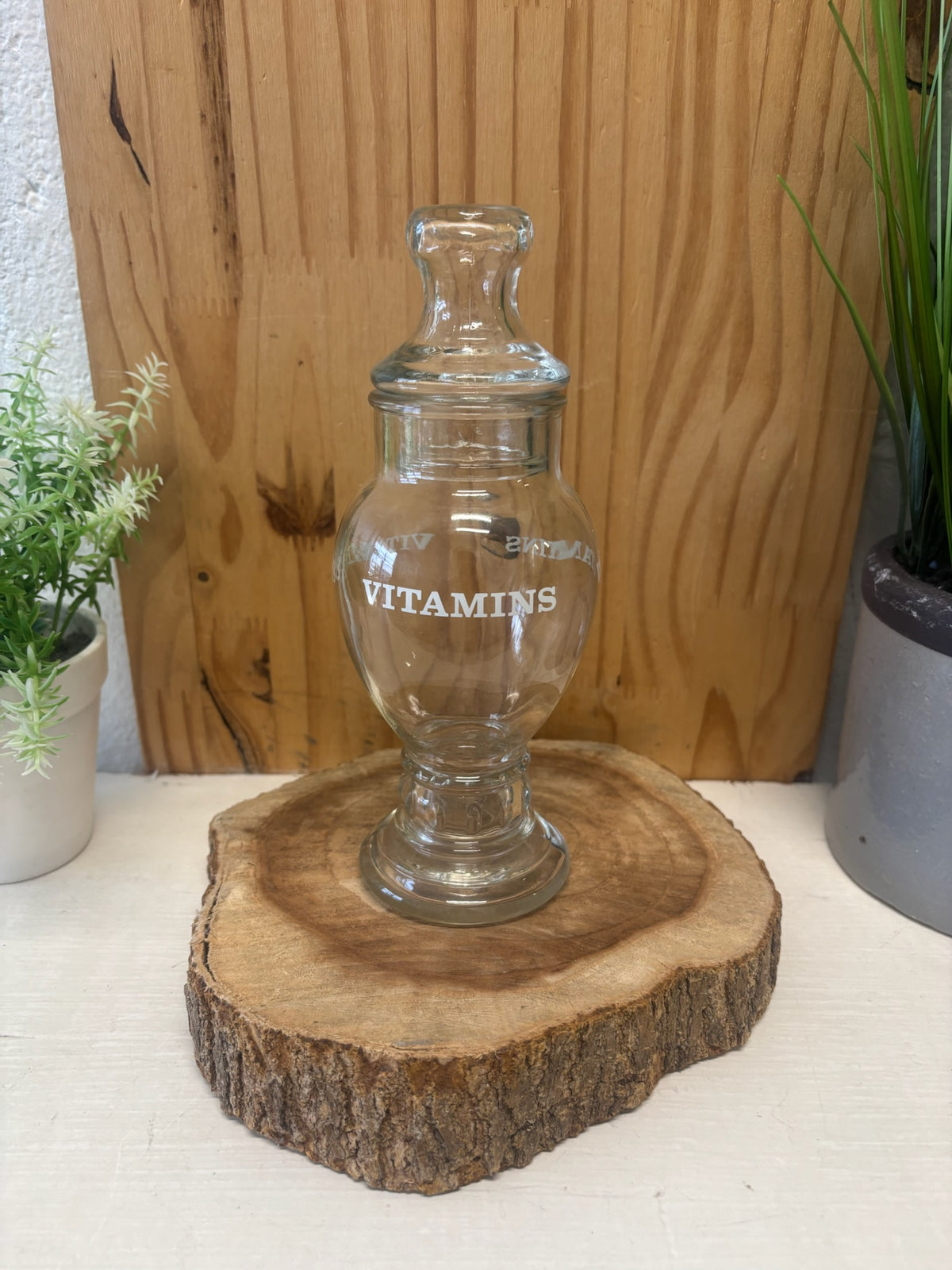 Vtg Glass Vitamins Apothecary Jar (Local Pick Up Only)