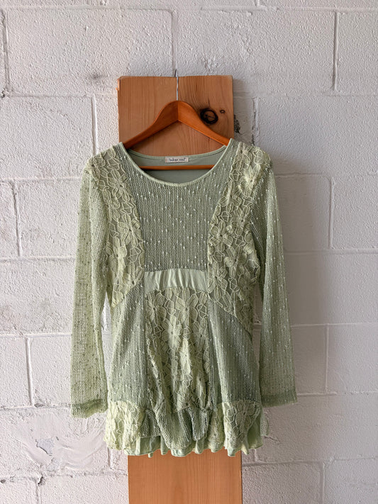 Layered Green Lace Top : M