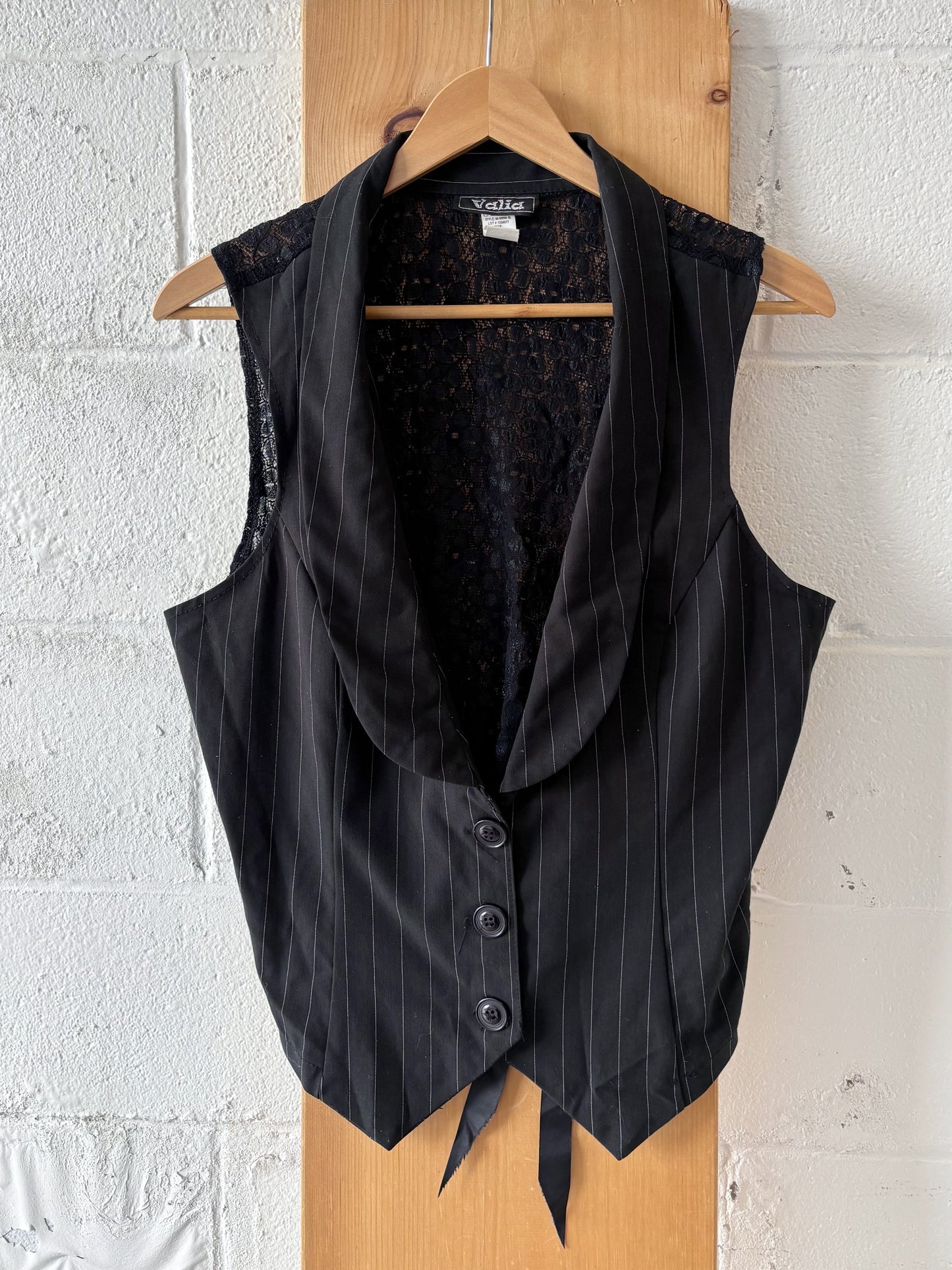 Lace Back Pinstripe Vest : XL