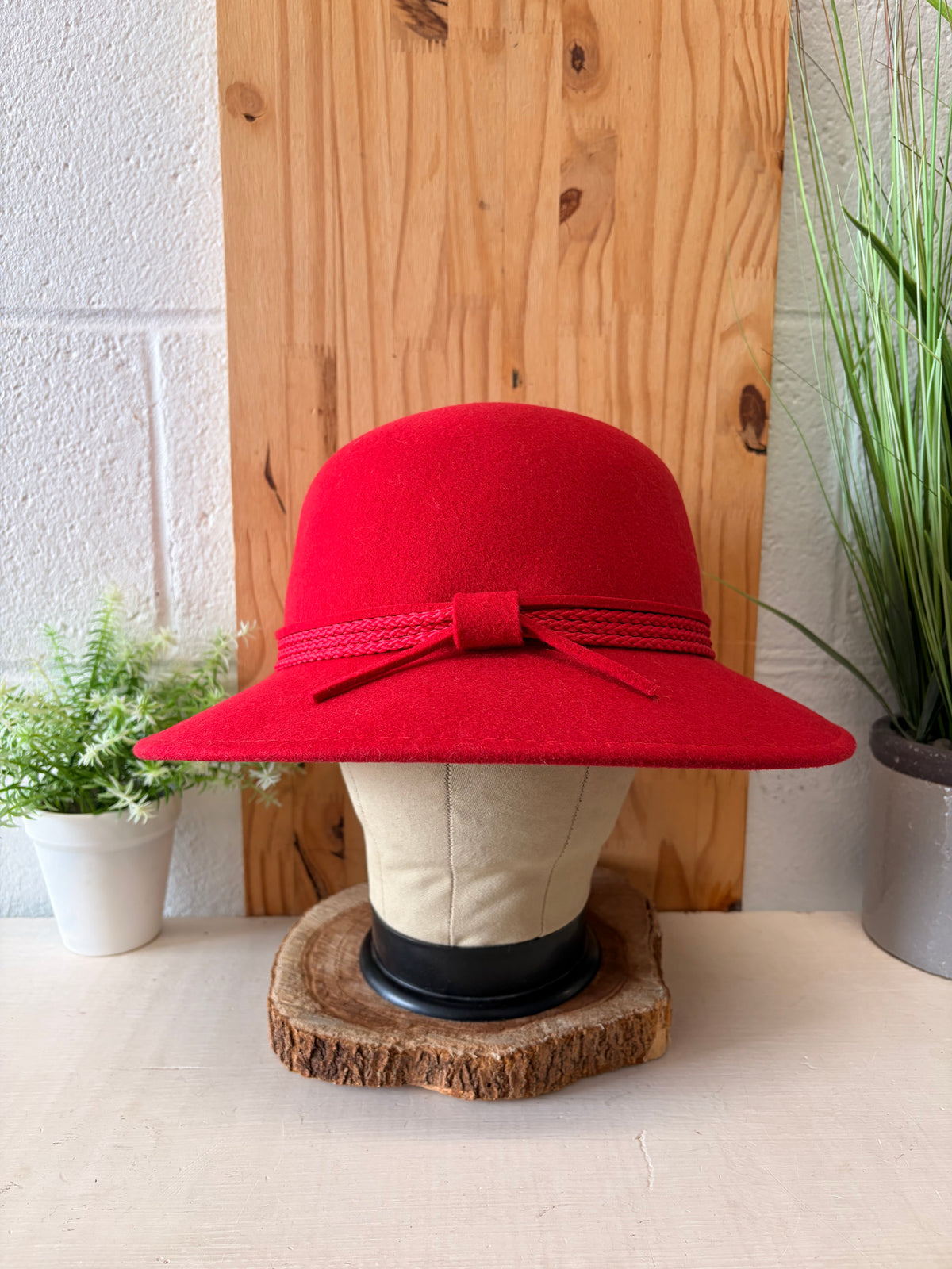 Red Wool Cloche Hat (Local Pick Up Only)