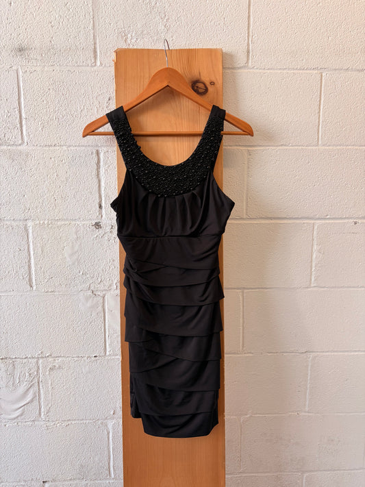 Beaded Black Cocktail Dress : 3/4