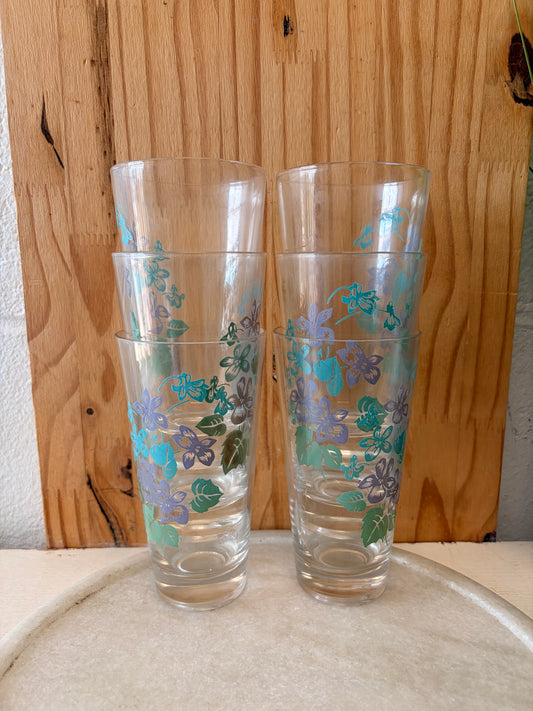 Set of 6 Floral Glasses (Local Pick Up Only)