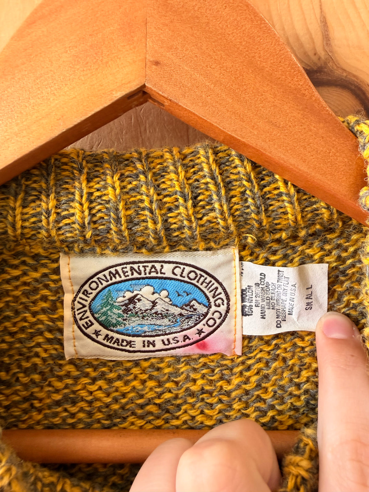 Vtg Knit Yellow Wool Blend Sweater : S
