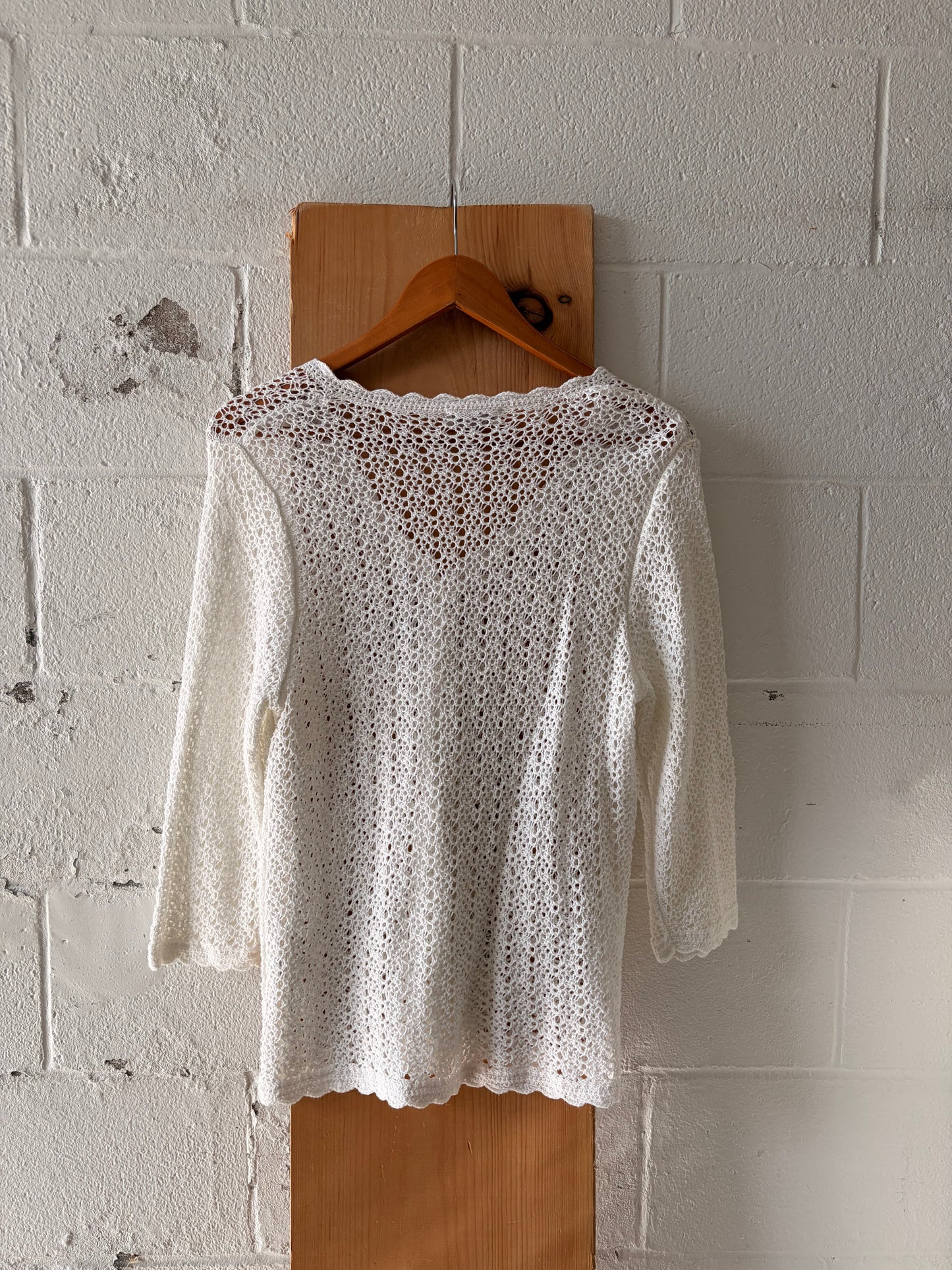 White Crochet Cardigan : M