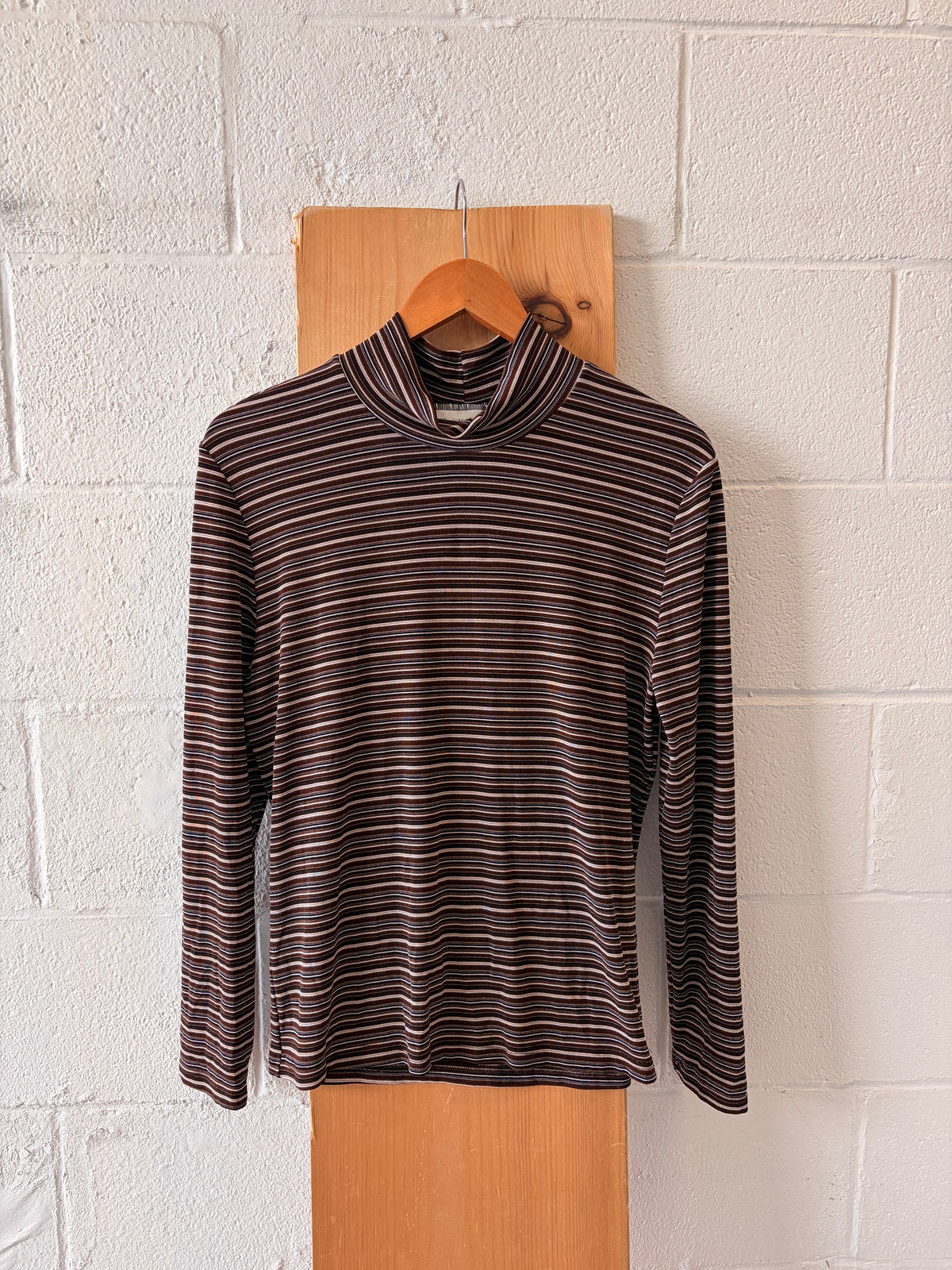 Striped Long Sleeve Mock Neck : L
