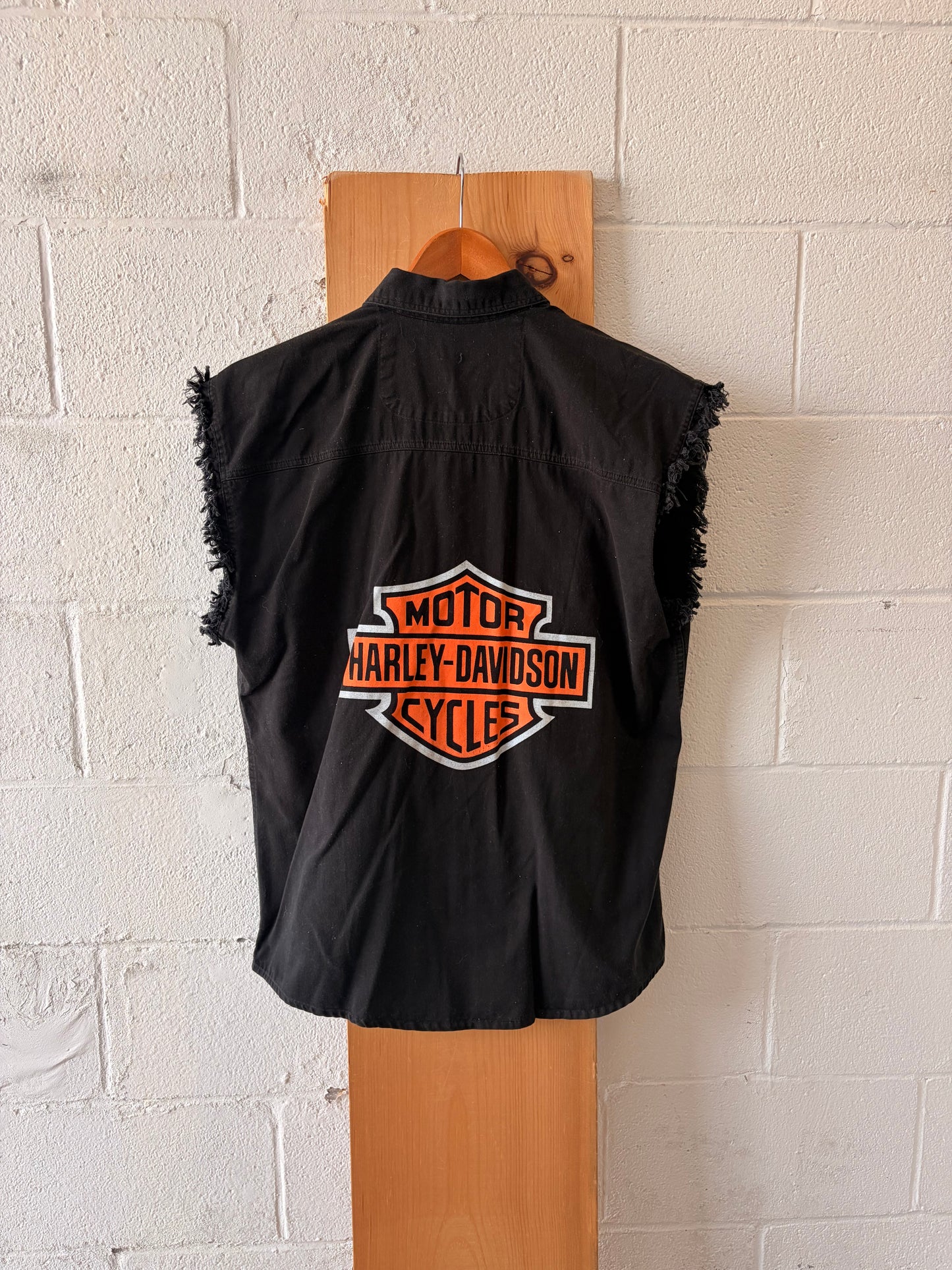 Black Harley Cut Off Vest : M