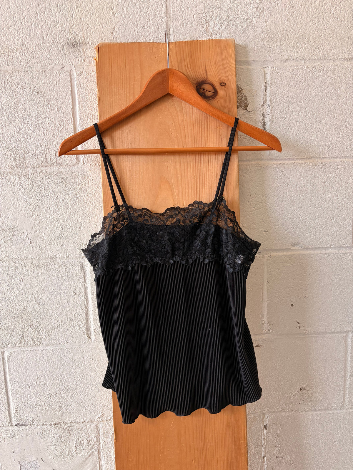 Vtg Pleated Lace Tank Top : M