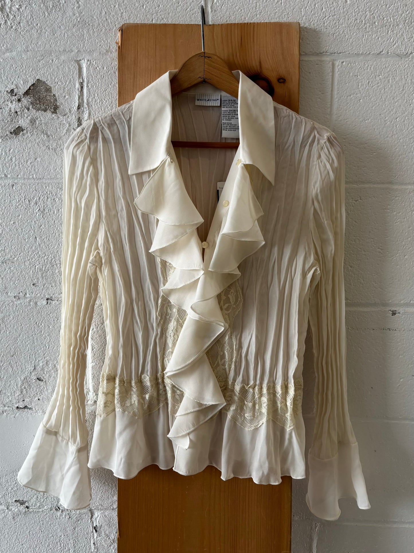White Ruffle Blouse : S