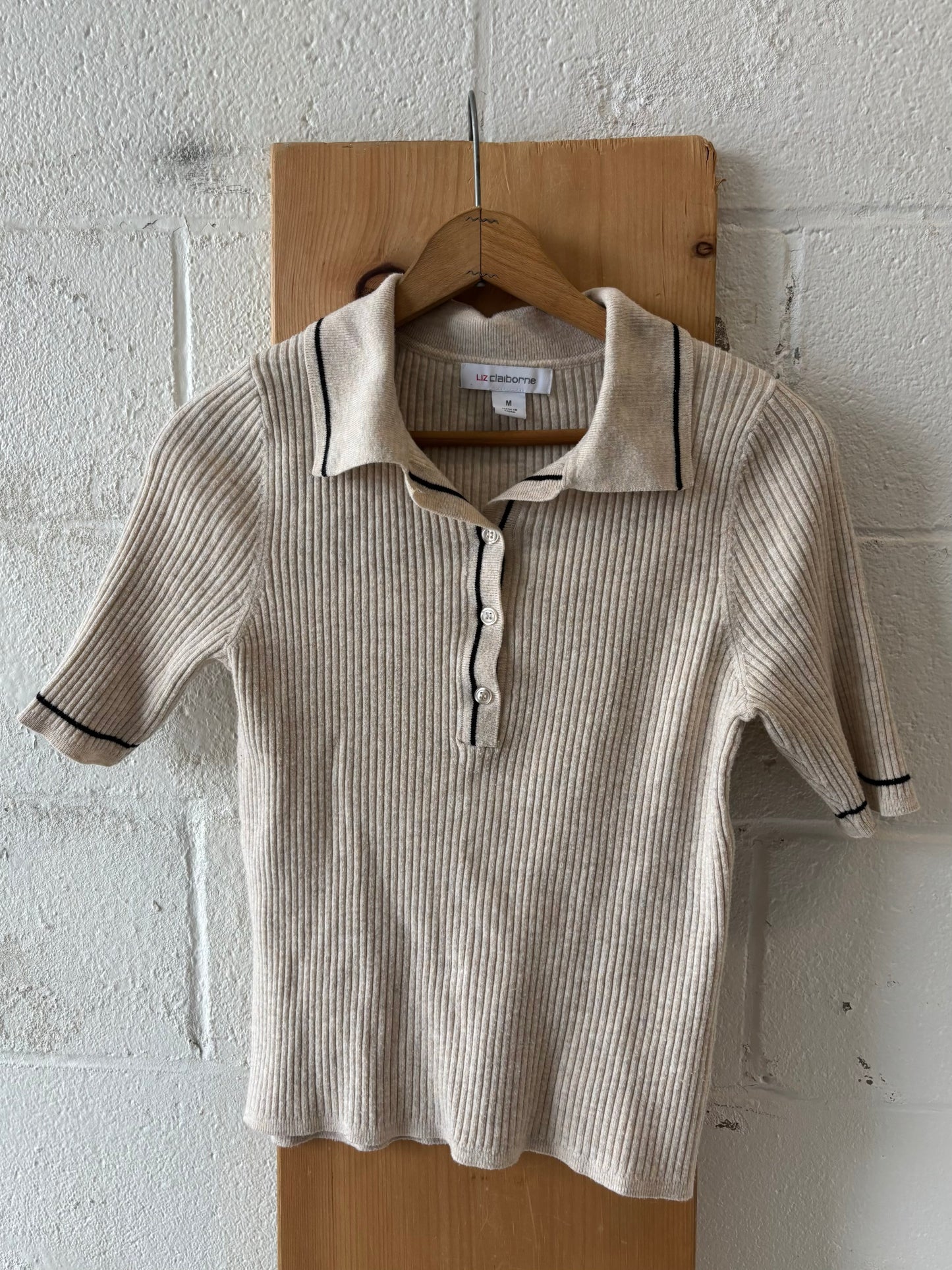 Cream Ribbed Top : M