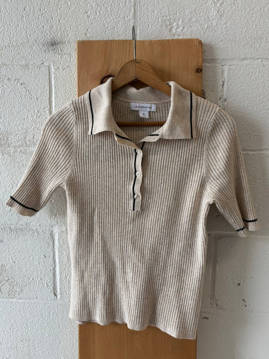 Cream Ribbed Top : M
