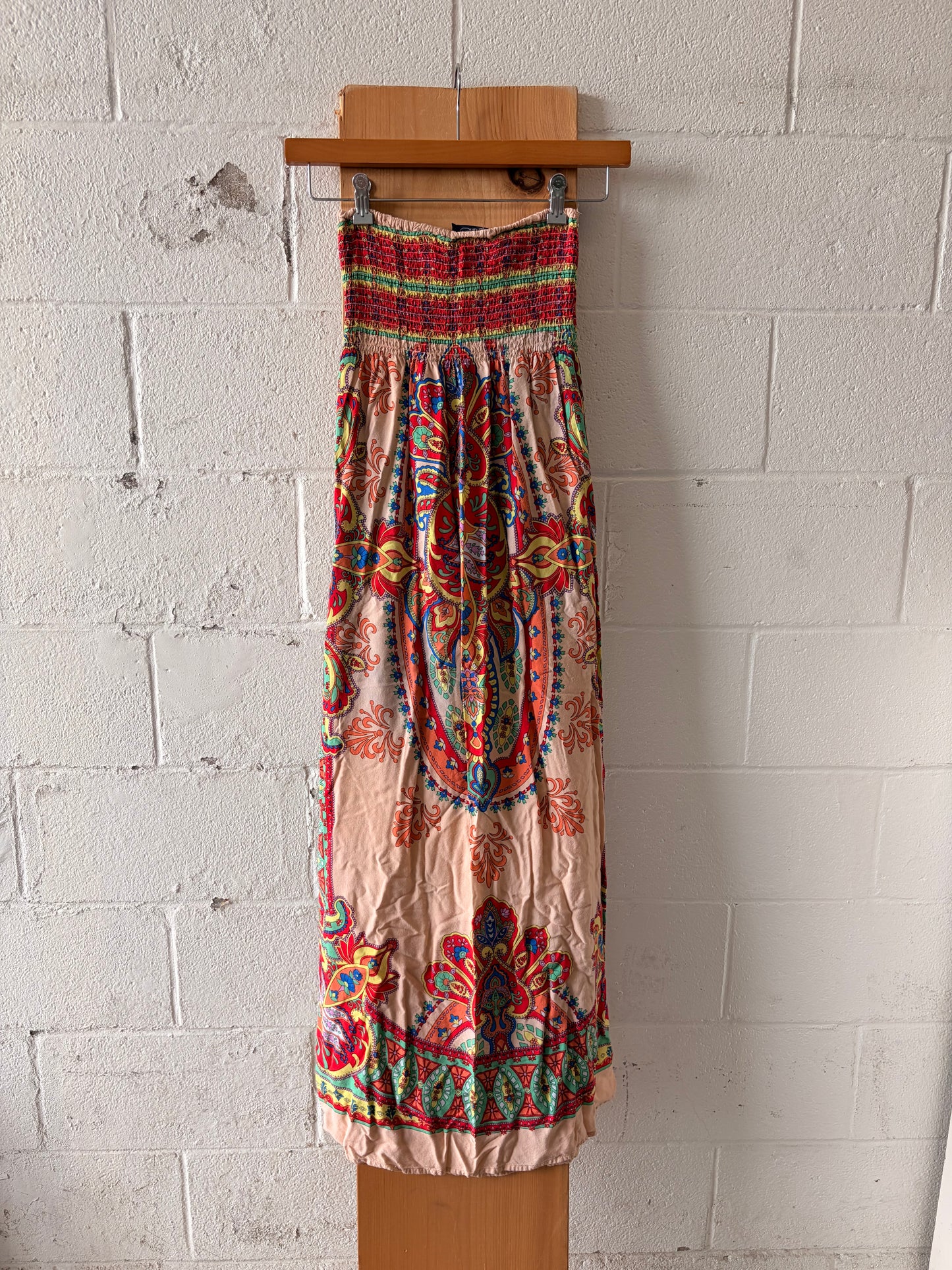 Colorful Boho Strapless Dress : S