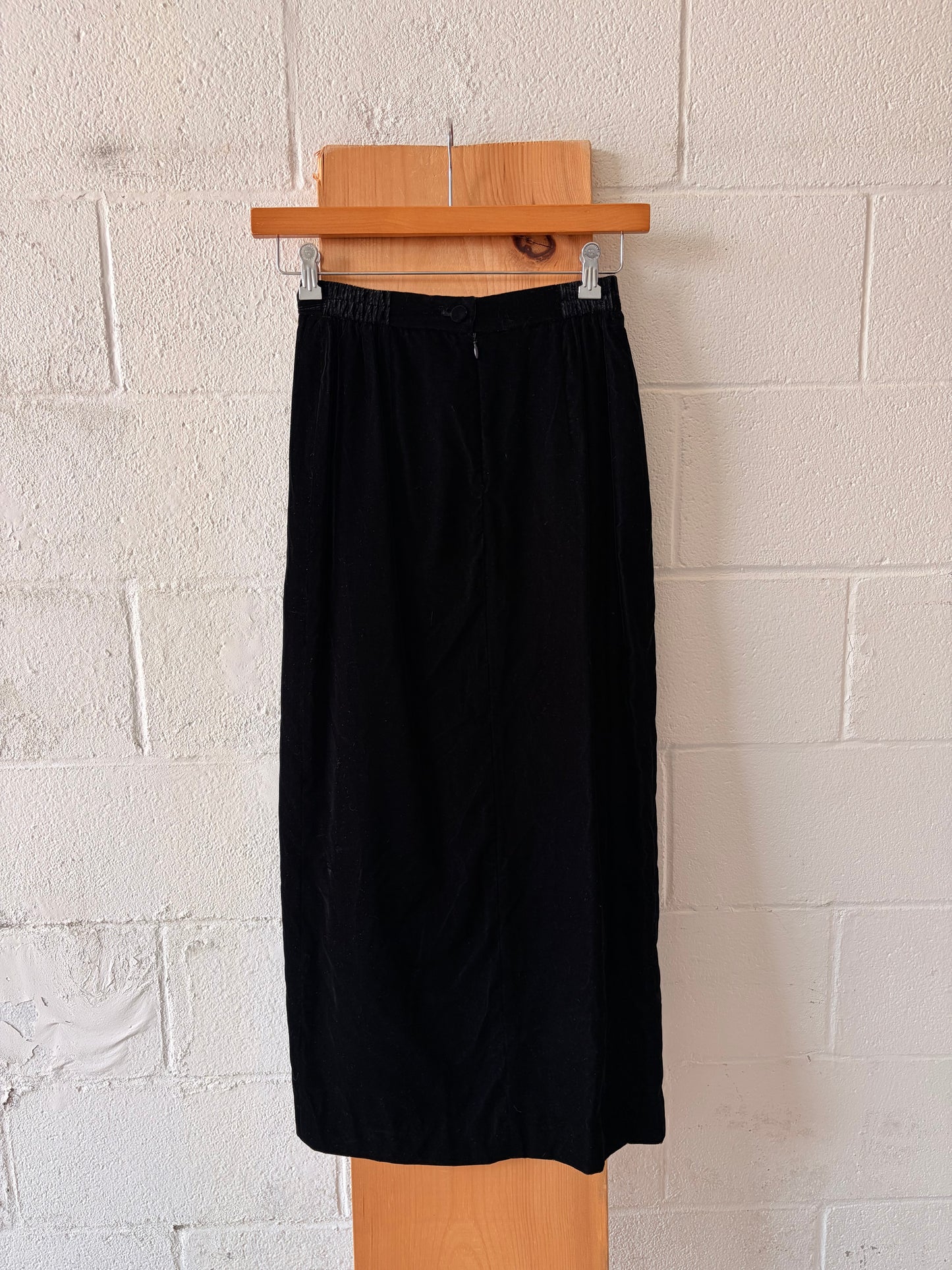 Vtg Black Velvet Maxi Skirt : 8